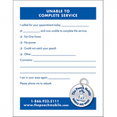 A paper that says unable to complete service on it