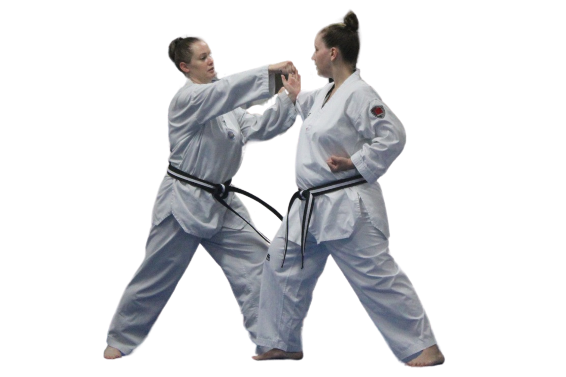 two adults sparring in martial arts