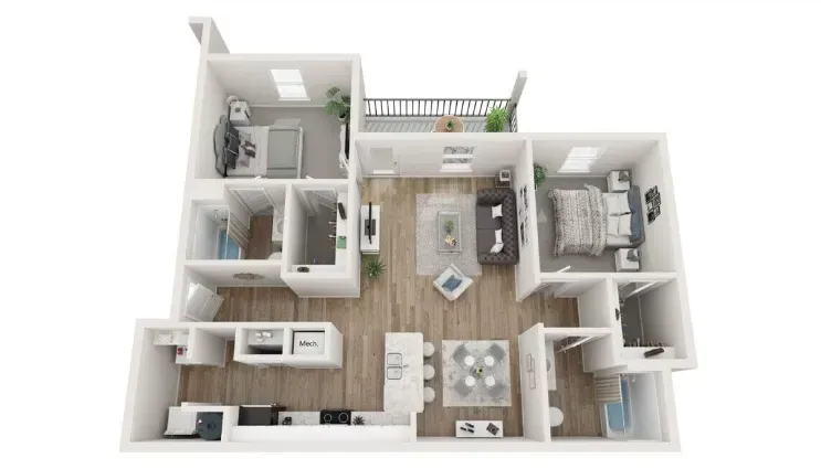 2 bedrooms  Floor Plan