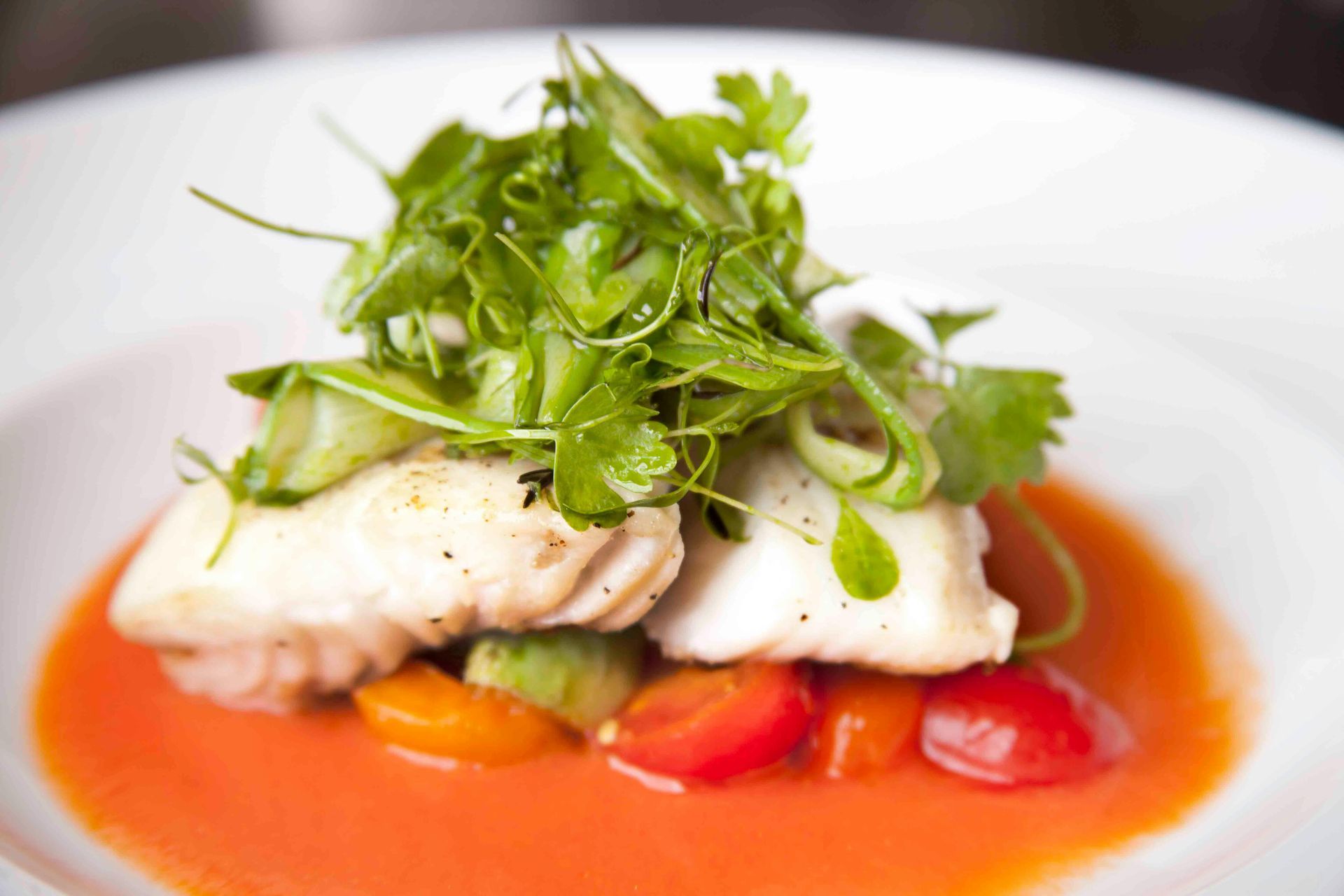 Fine dining meal with fish and veggies | DMV real estate