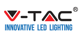Logo V-TAC con la scritta "ILLUMINAZIONE LED INNOVATIVA" in nero, rosso e blu.