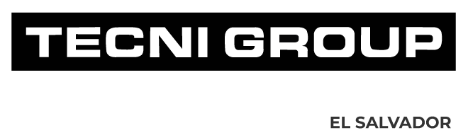 Un logo en blanco y negro para techni group el salvador