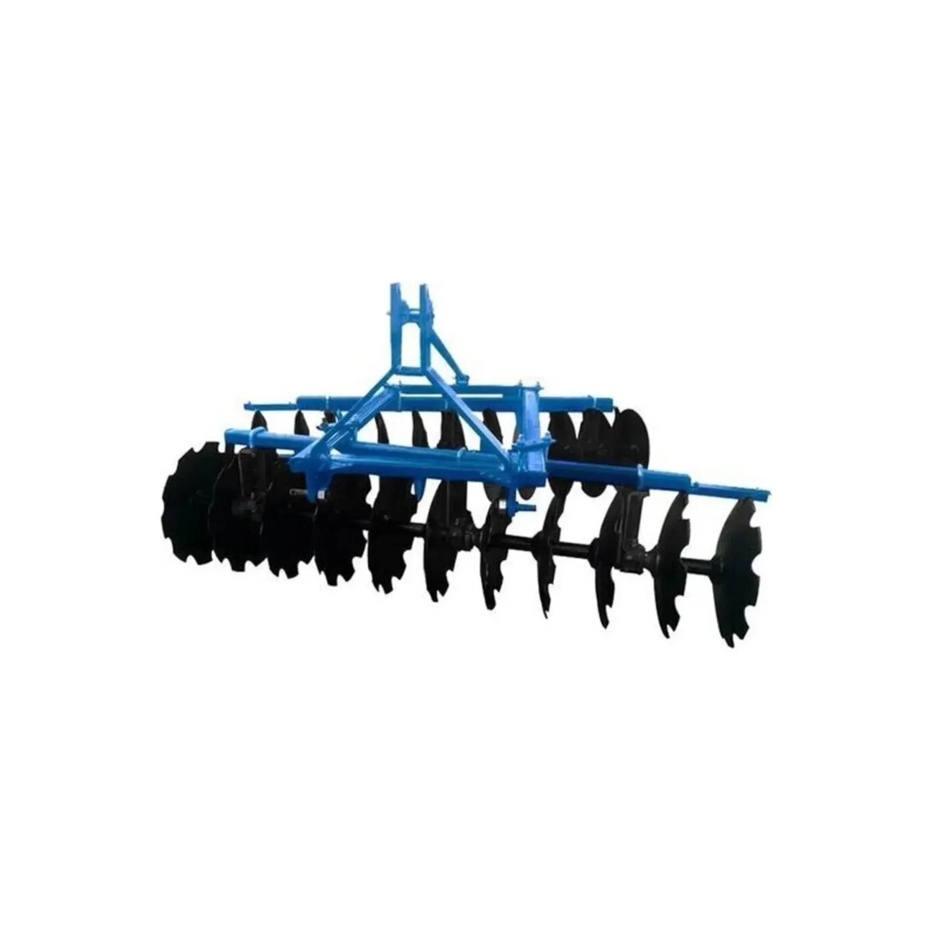 Una grada de discos azul y negra sobre un fondo blanco