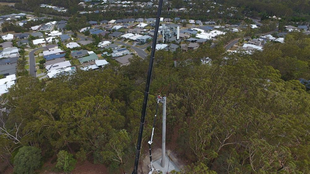 An Aerial View of A Telephone Pole in The Middle of A Forest — East Coast Cranes in Ormeau, QLD