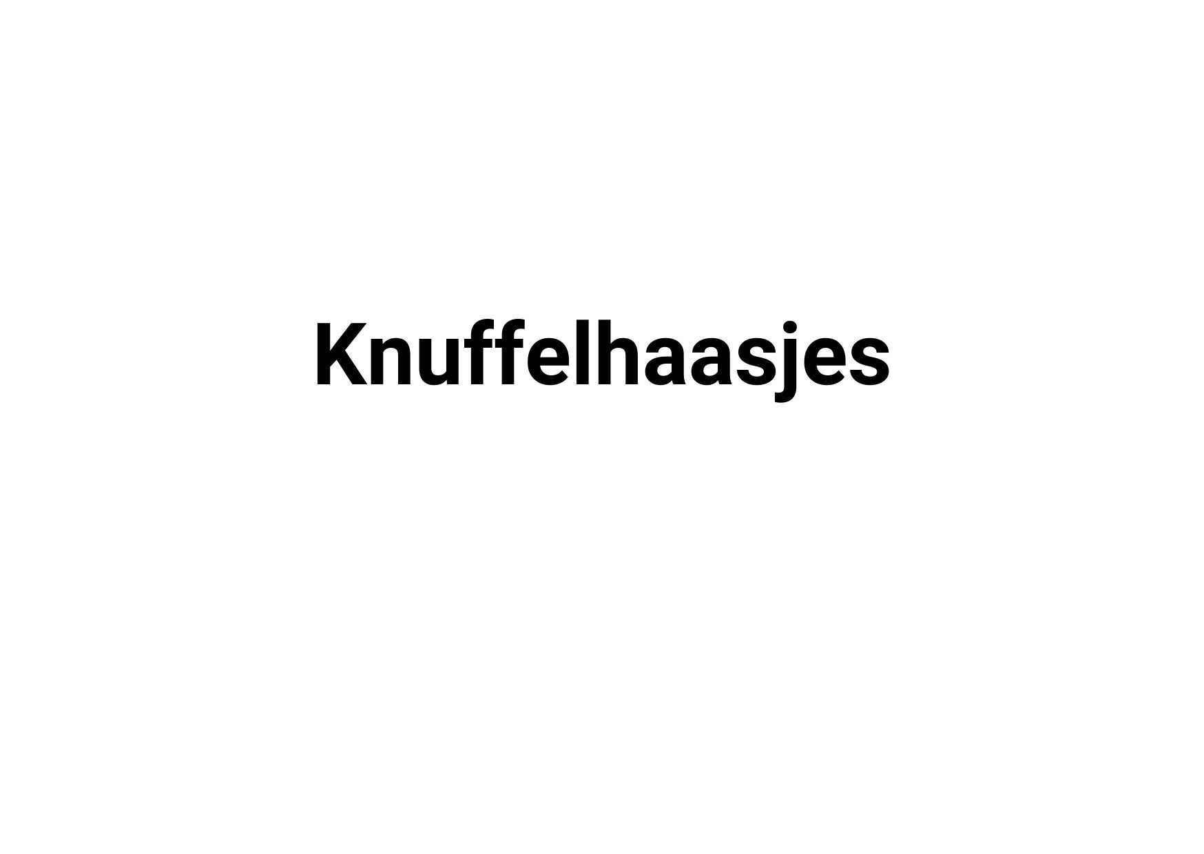 Het woord knuffelhaasjes staat op een witte achtergrond.