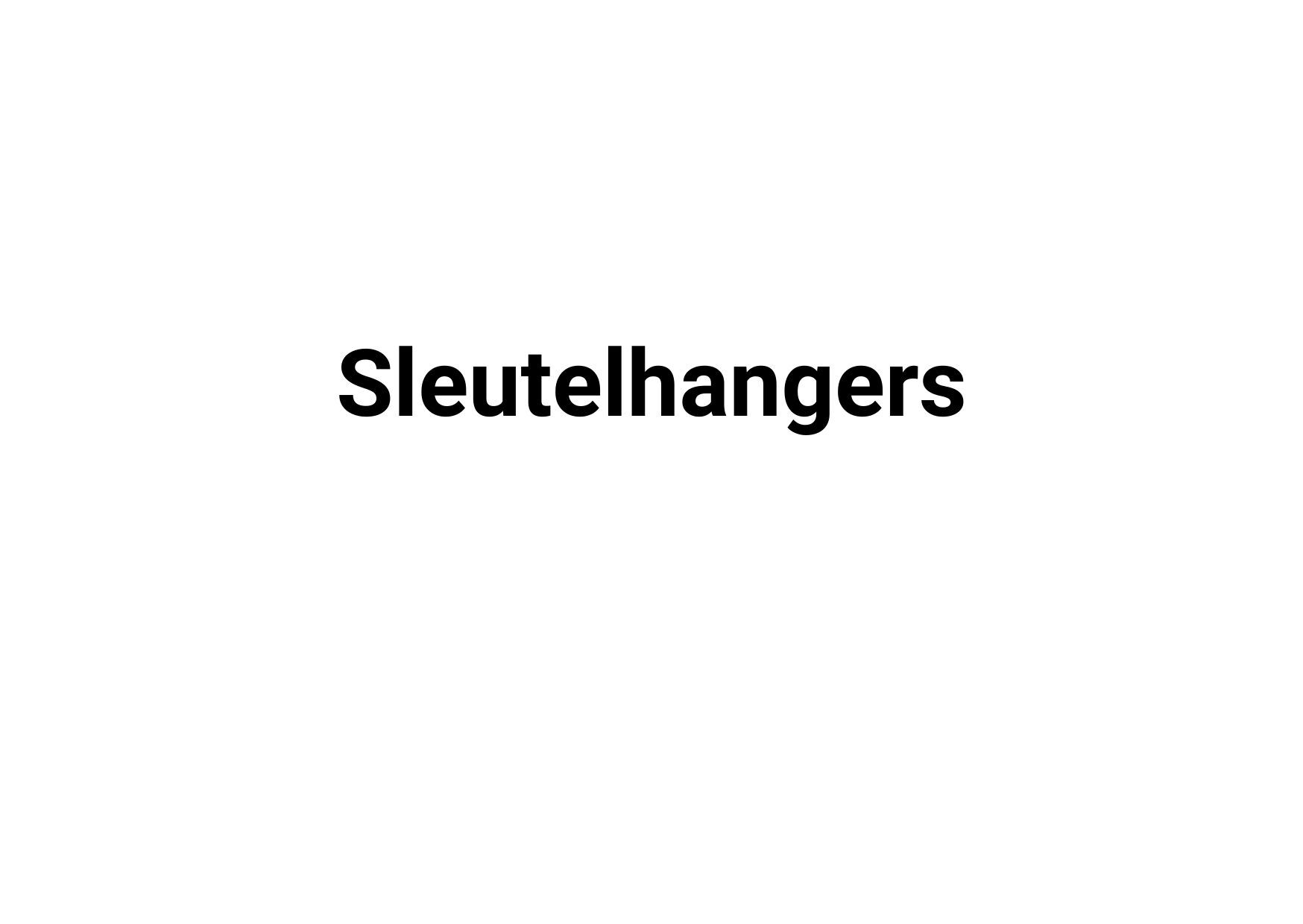 Een zwart-wit logo voor sleutelhangers op een witte achtergrond.