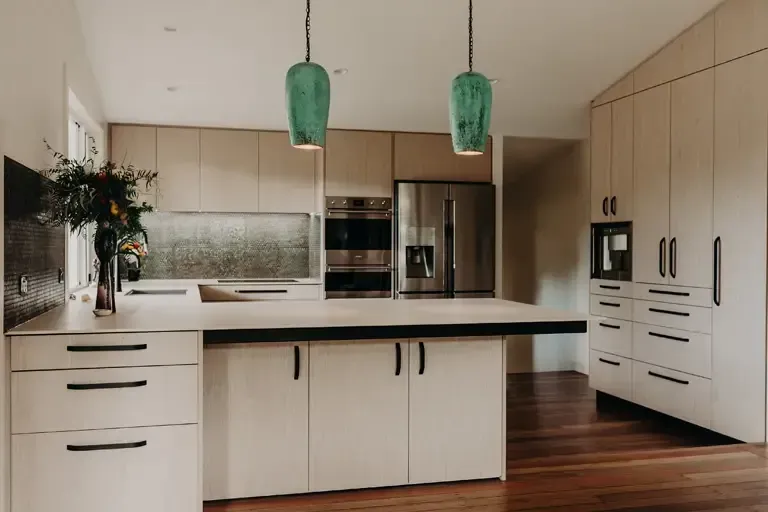 Modern Kitchen with white cabinets — Joinery in Brunswick Heads