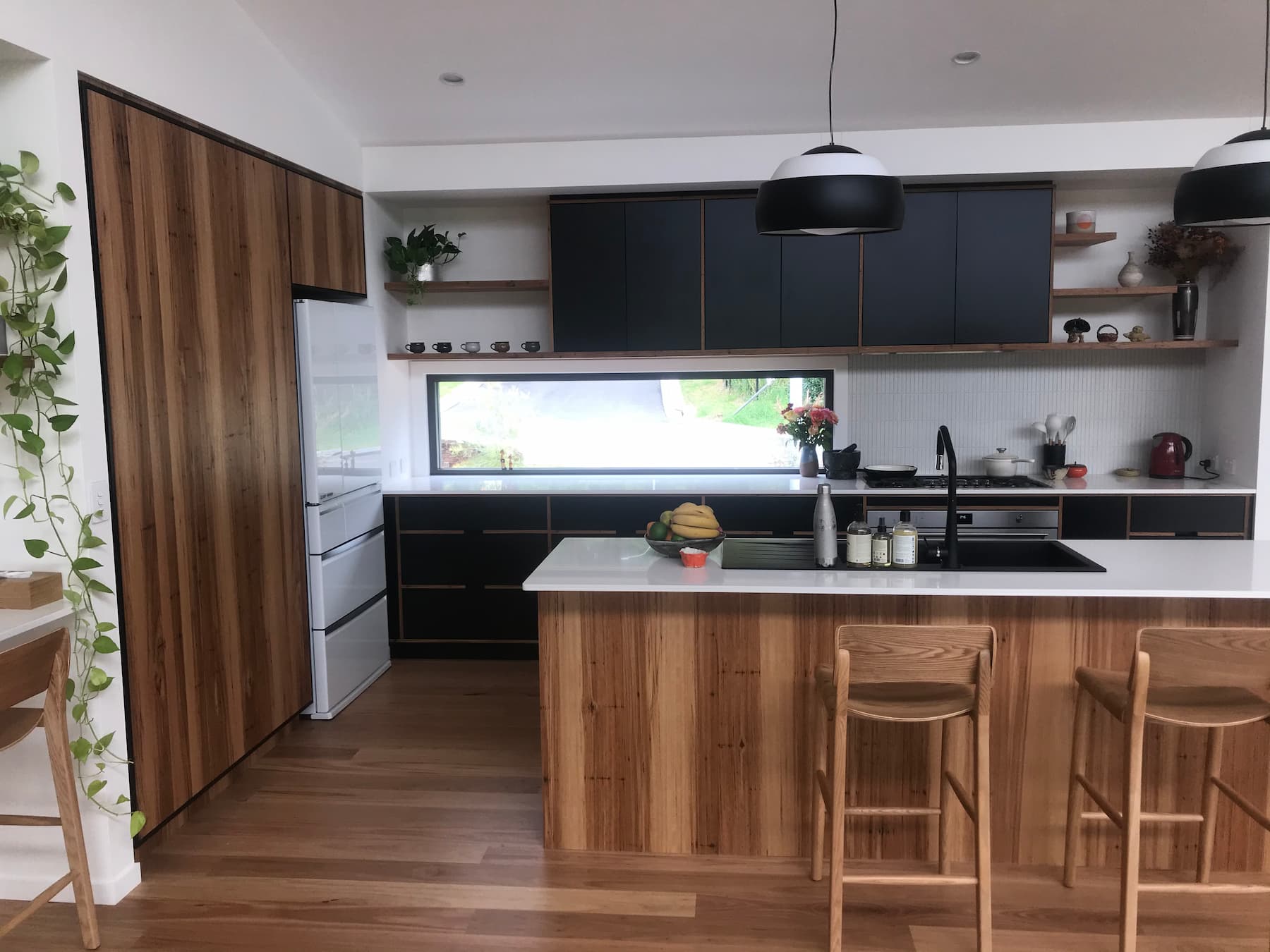 Timber Cabinets with White Bench — Cabinet Makers in the Northern Rivers