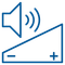 A blue icon of a speaker with a plus sign next to it.