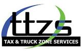Logo for Tax & Truck Zone Services: Black text 