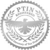 Silver PTIN Registered seal with an eagle and laurel branches, for tax professionals.