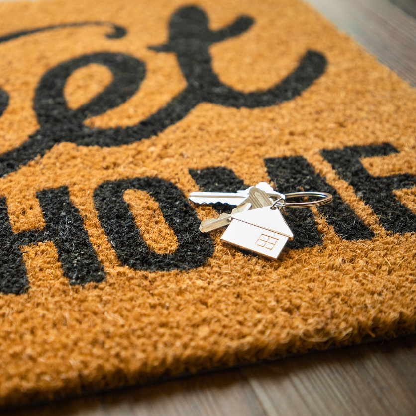 home doormat with keys