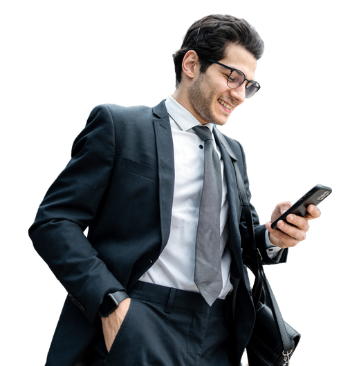 BUSINESS MAN HOLDING CELL PHONE