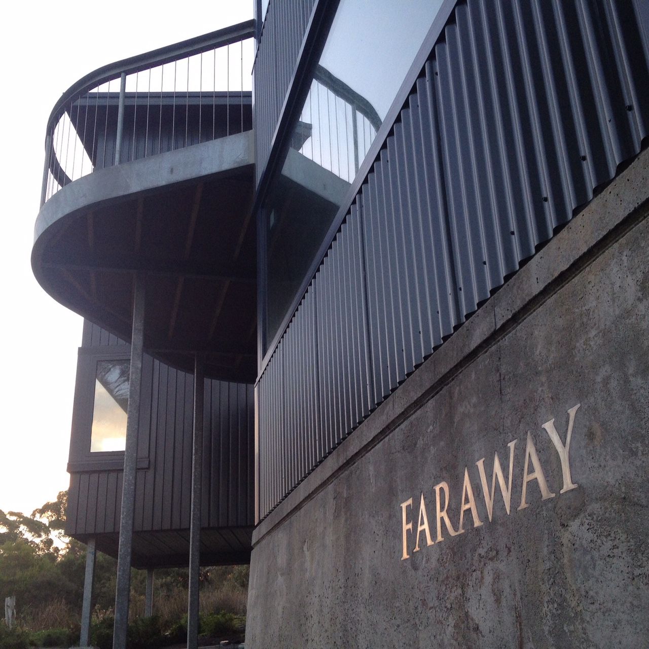 Exterior photo of Faraway house with sign