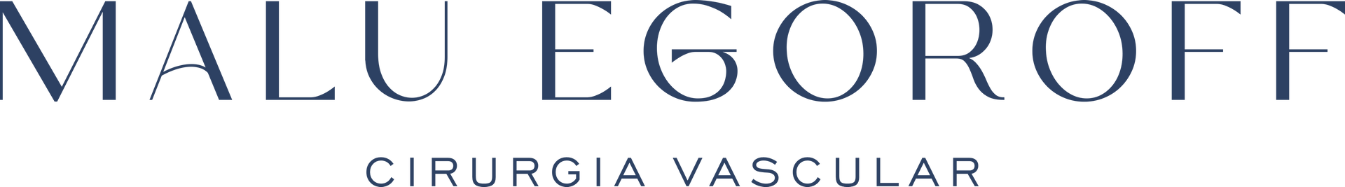 Logotipo com o nome "MALU EGOROFF" e as palavras "CIRURGIA VASCULAR" abaixo.