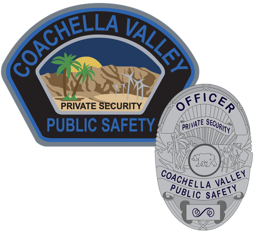 A patch for coachella valley private security and a patch for coachella valley public safety
