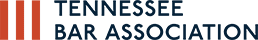 A logo for the tennessee bar association with red and blue stripes.
