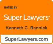 A logo for super lawyers rated by kenneth c. rannick.