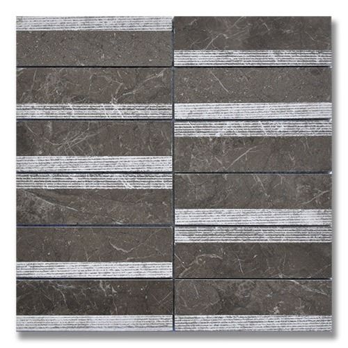 Dark gray rectangular tiles with horizontal white stripe accents.