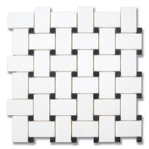 White and black woven mosaic tile pattern.