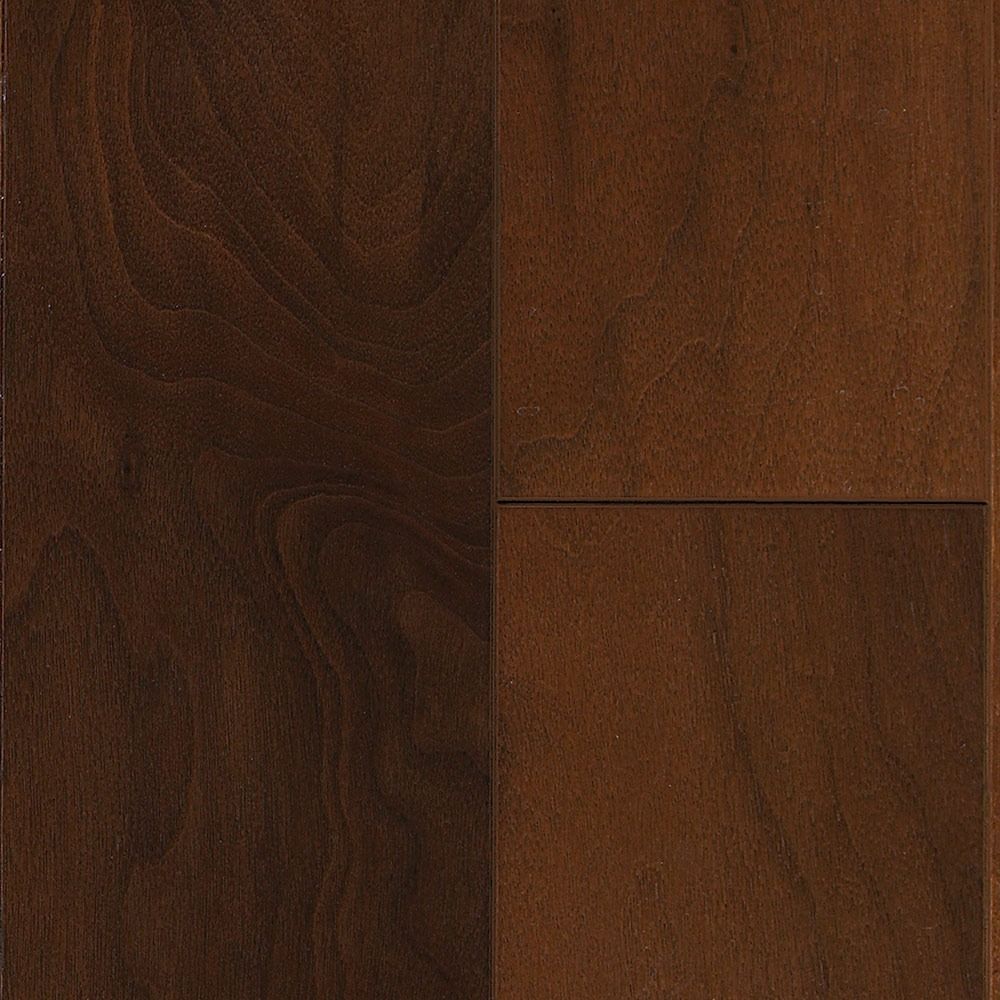 Dark brown hardwood floor planks.