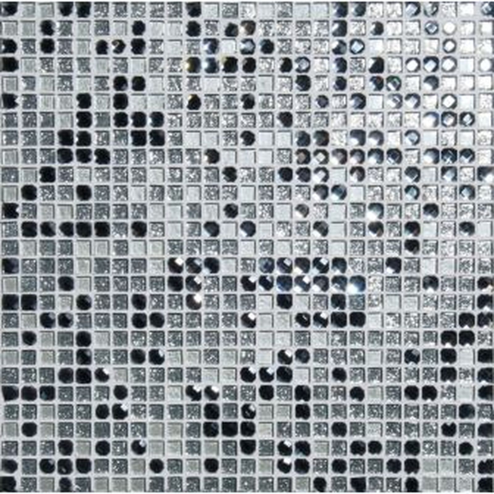 Silver and black square mosaic tile pattern.