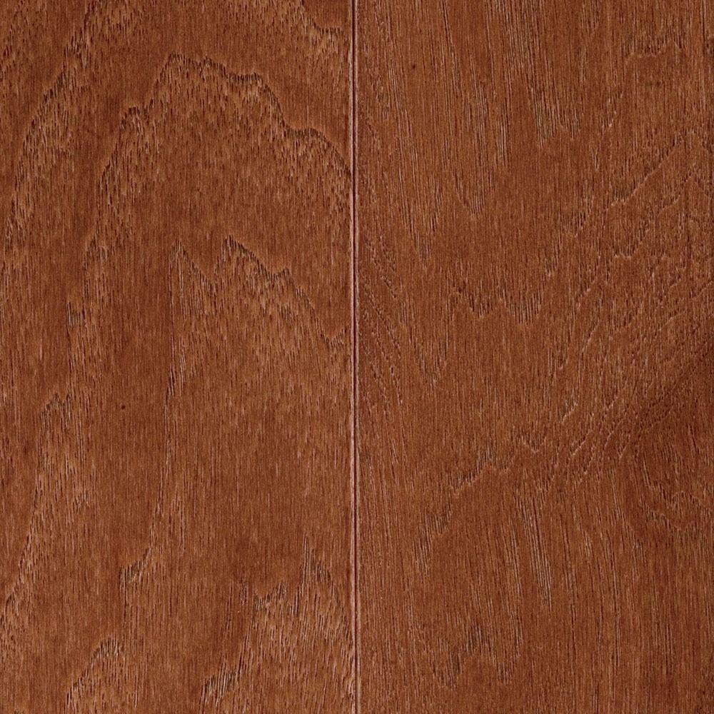 Close-up of brown hardwood floor planks, with wood grain details and vertical lines.