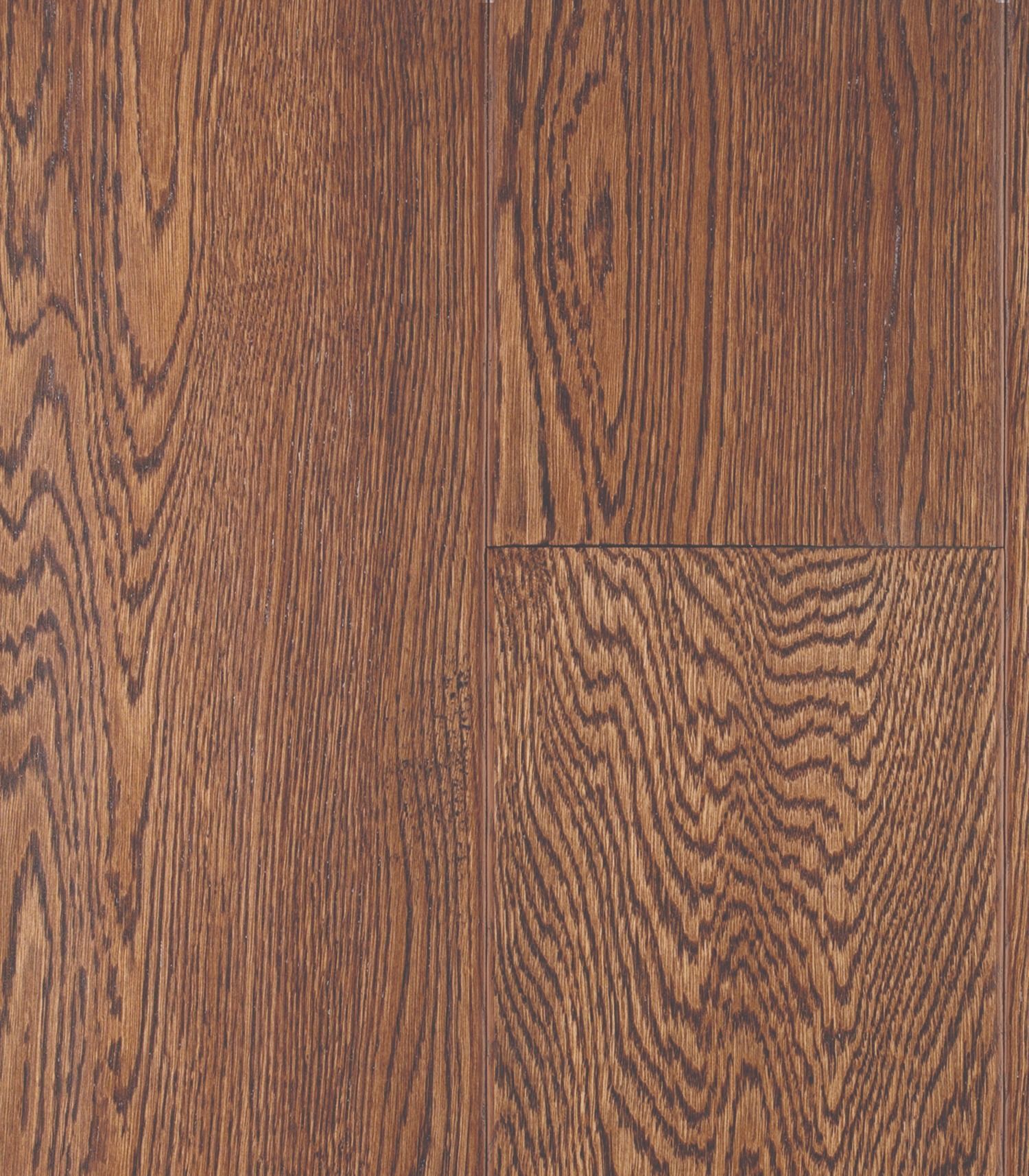 Dark brown hardwood floor with prominent wood grain.
