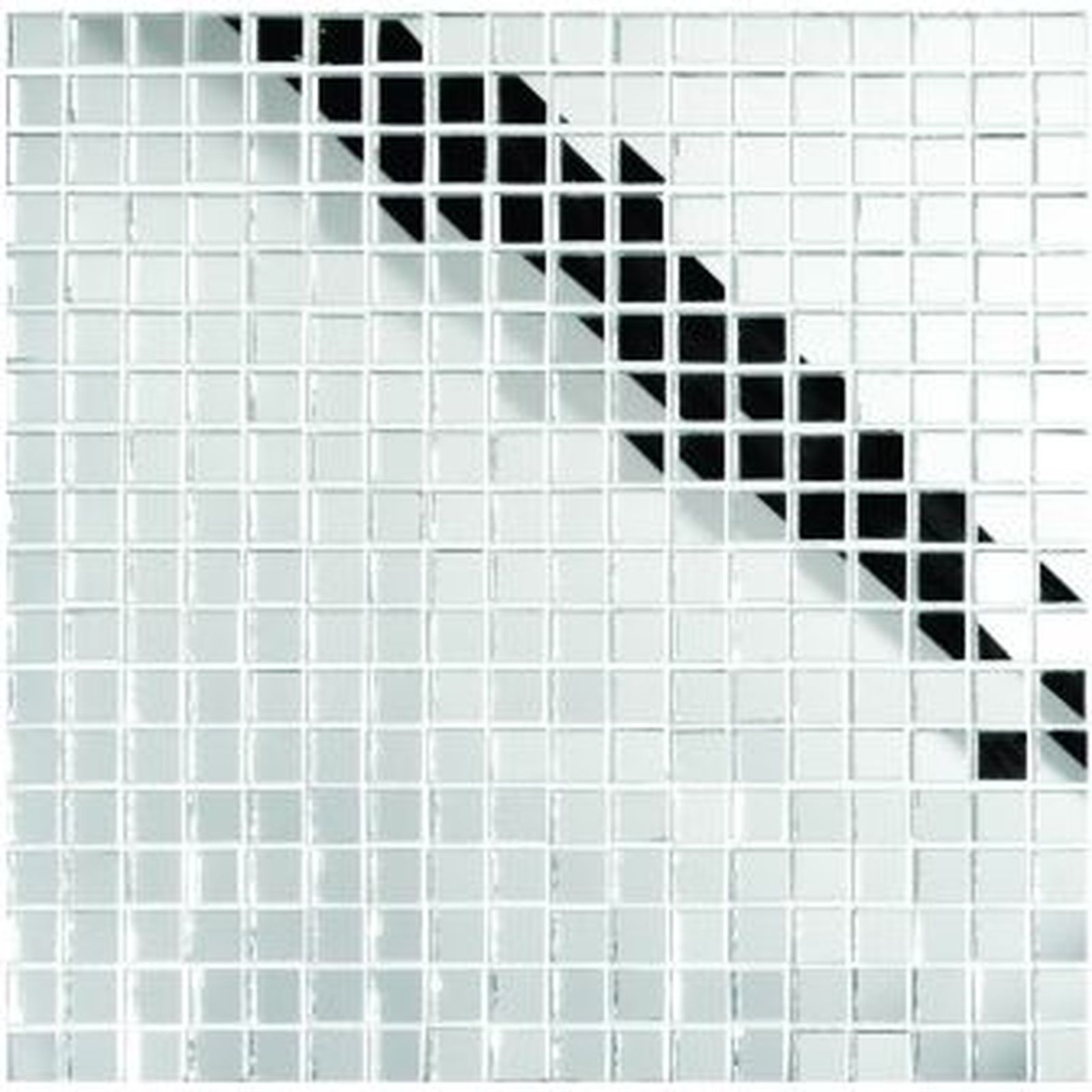 White square tiles with a black diagonal stripe.