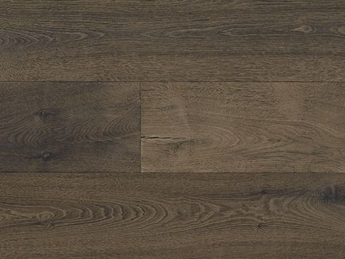 Dark brown wood plank flooring.