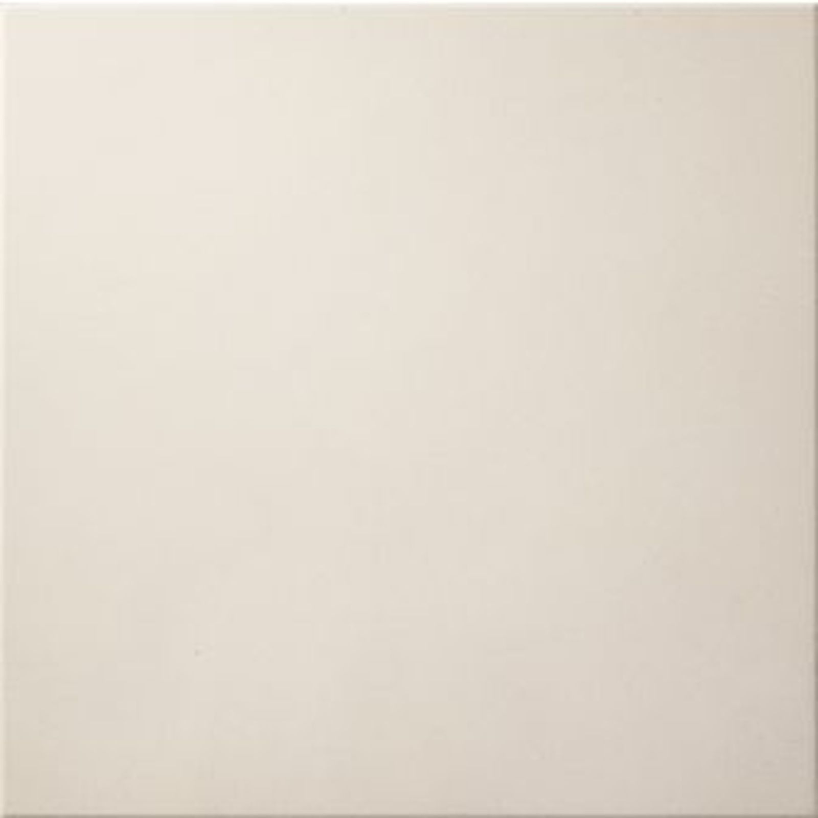 Square cream-colored ceramic tile, solid color and smooth texture.