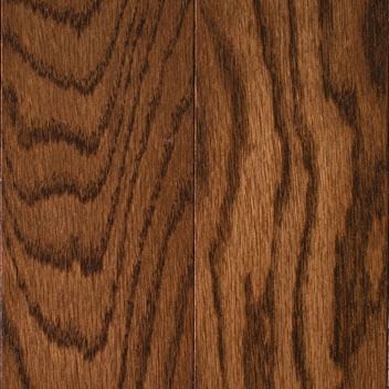 Close-up of brown hardwood flooring showing wood grain and color variation.