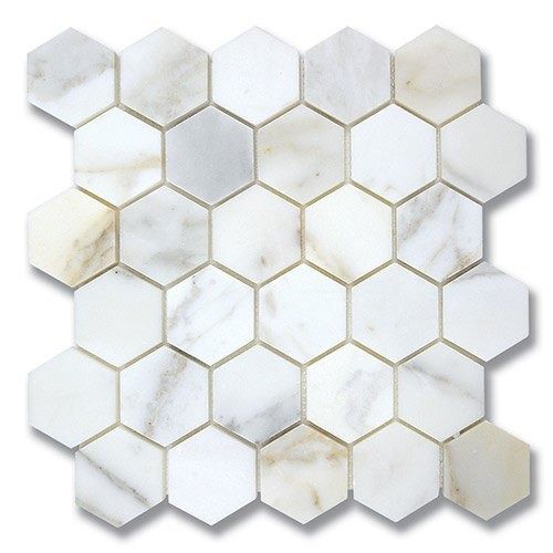 White marble hexagon tile mosaic.