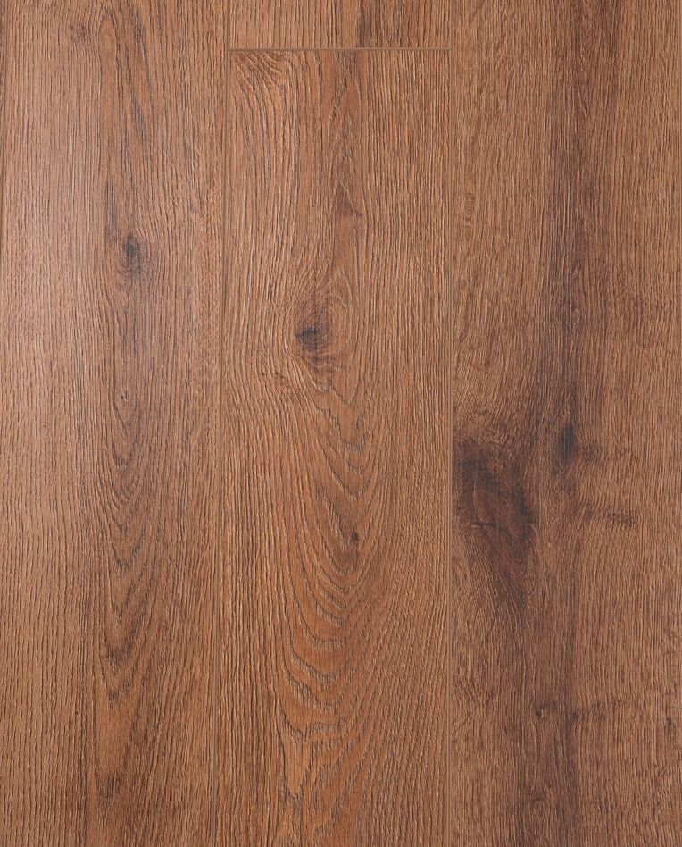 Close-up of brown wooden flooring with visible wood grain and knots.