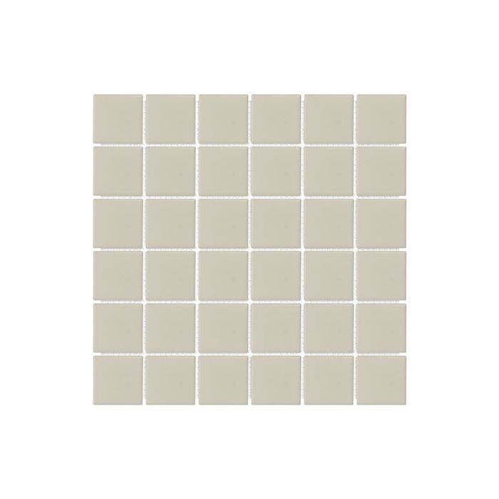 Square beige tiles arranged in a grid pattern.
