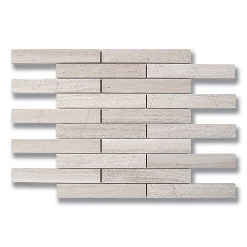 Light gray rectangular stone mosaic tile pattern.