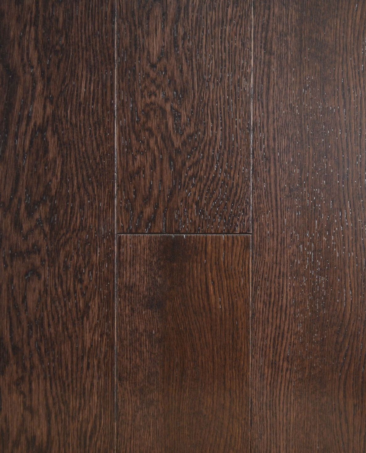 Dark brown hardwood floor with visible wood grain and slight variations in color.