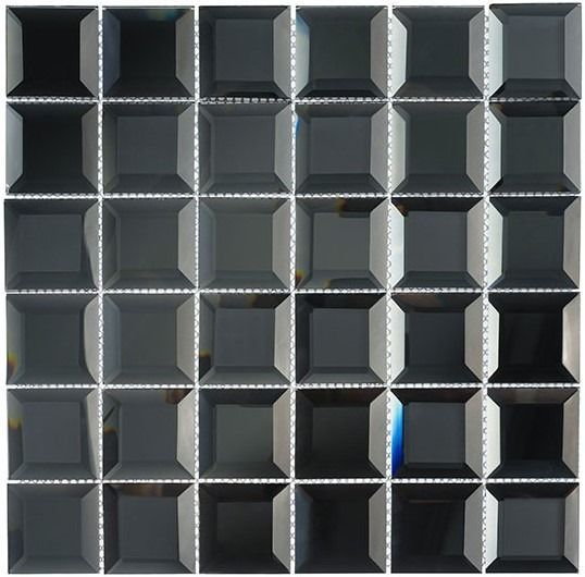 Gray beveled square mosaic tile pattern.