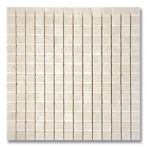 Beige square mosaic tile pattern.