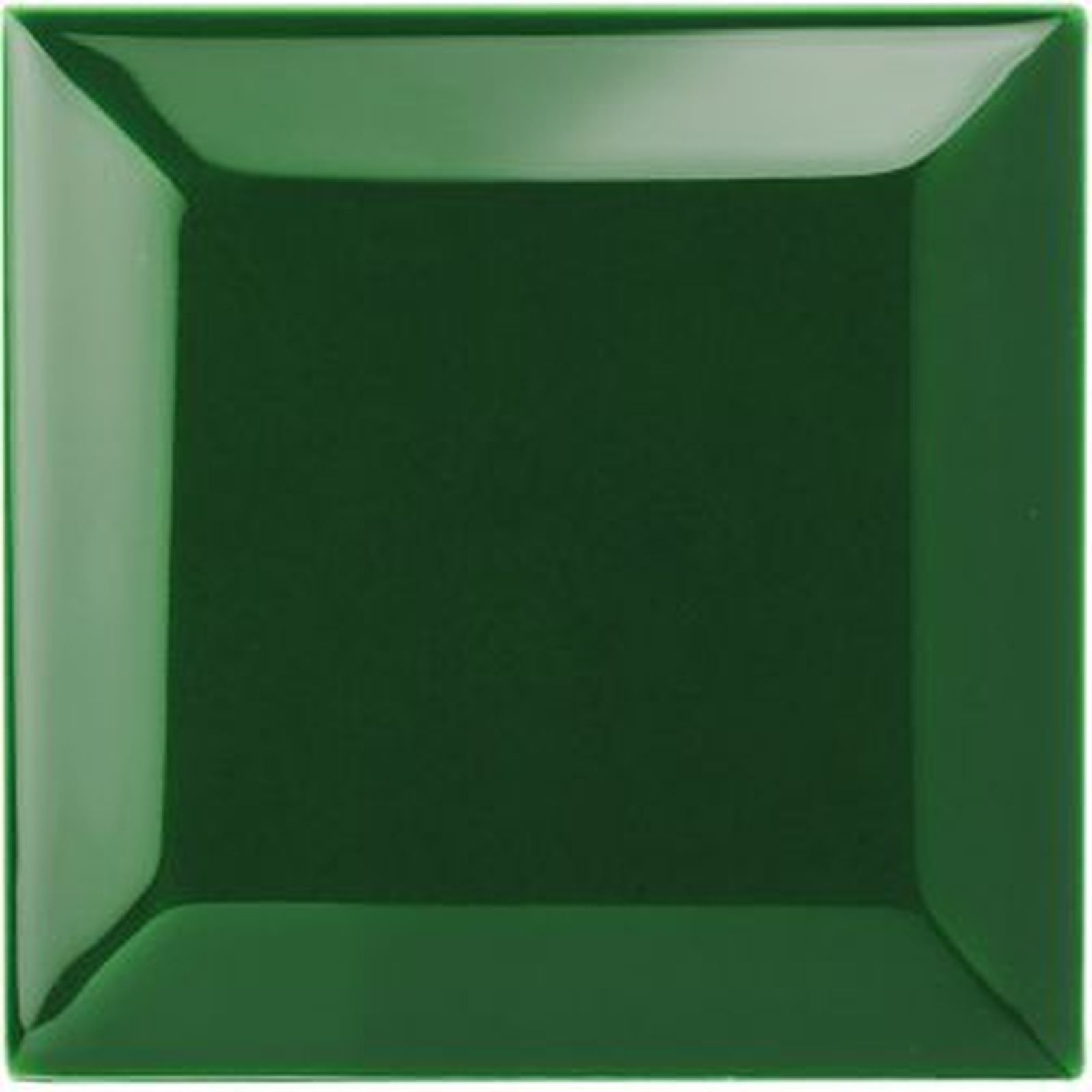 Square, glossy, dark green plate.