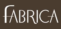 Fabrica logo in white on a brown background.