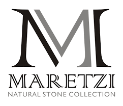Logo for Maretzi Natural Stone Collection, featuring stylized overlapping 