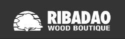 Logo for Ribadao Wood Boutique: white tree icon, company name, and "Wood Boutique" text on a black background.