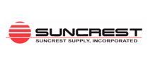Logo of Suncrest Supply, Incorporated. A red sun with horizontal lines on the left, "SUNCREST" in black, and company name underneath.