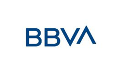 El logo de BBVA es azul y blanco sobre fondo blanco.