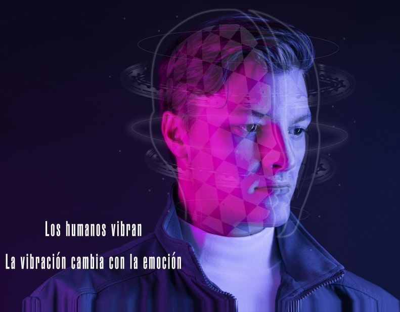 Un hombre con la cara morada y las palabras los humanos vibran.