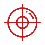 Un icono de objetivo rojo sobre un fondo blanco.