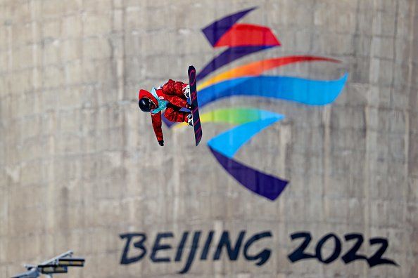 SHIJINGSHAN, CHINA - FEBRUARY 15: Laurie Blouin of Canada during the Big Air Final on day 11 of the Beijing 2022 Olympic Games at the Big Air Shougang on February 15, 2022 in Shijingshan, China (Photo by Iris van den Broek/BSR Agency/Getty Images)