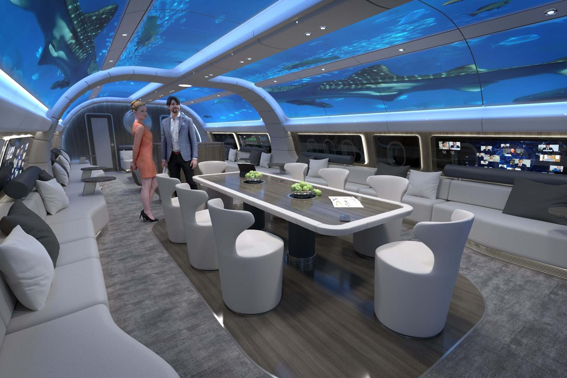 Lufthansa luxury plane like an aquarium