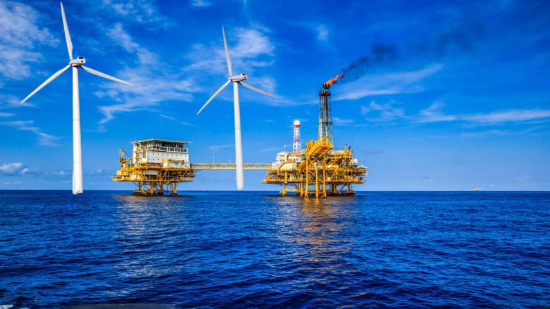 wind farm in blue 